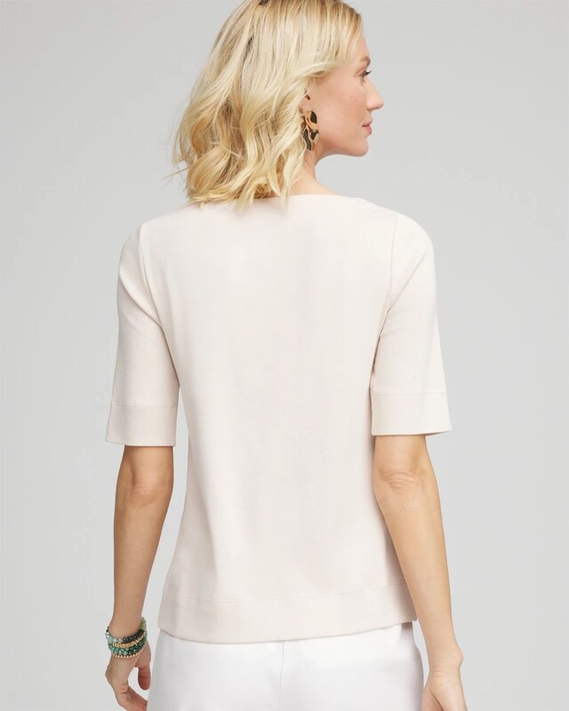 Floral Pima Cotton Bateau-Neck Tee - image 3